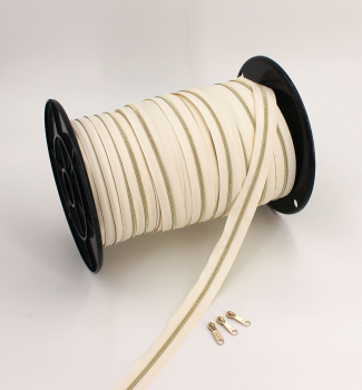 Preview: Endlosreißverschluss metallisiert schmal naturweiß/eisgold (1m)